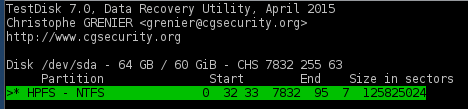 TestDisk restored the partition